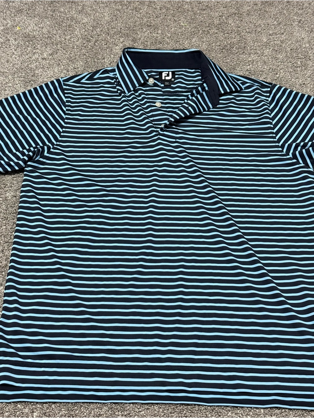 FootJoy Men’s Navy & Light Blue Striped Polo Shirt
